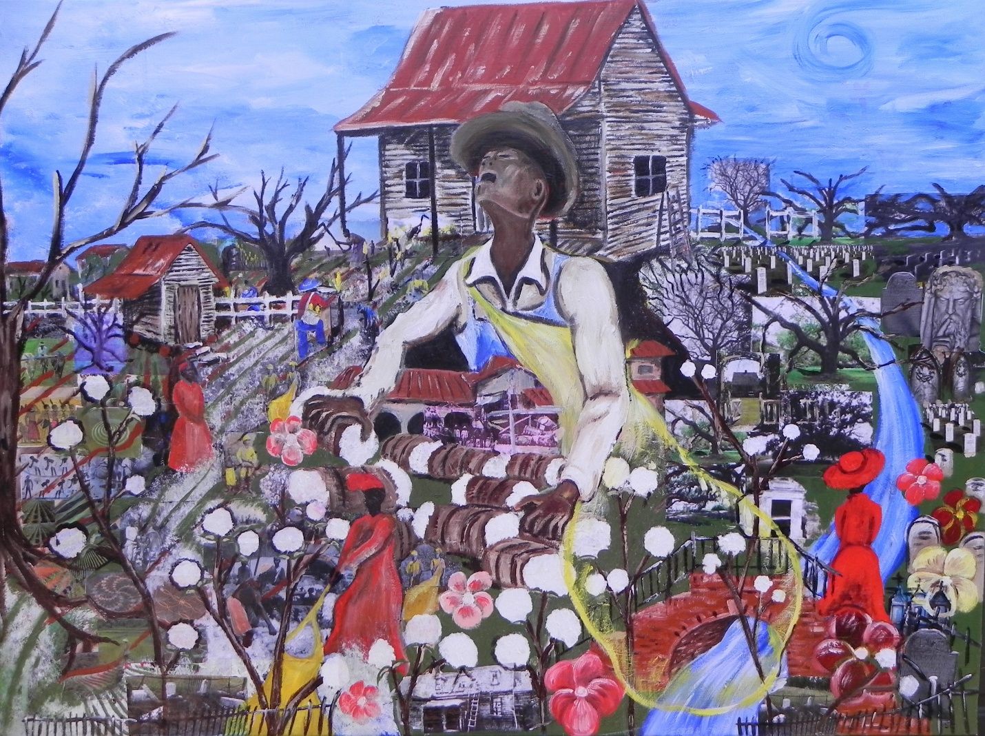 Harvesting, mixed media collage by Bryant Benoit